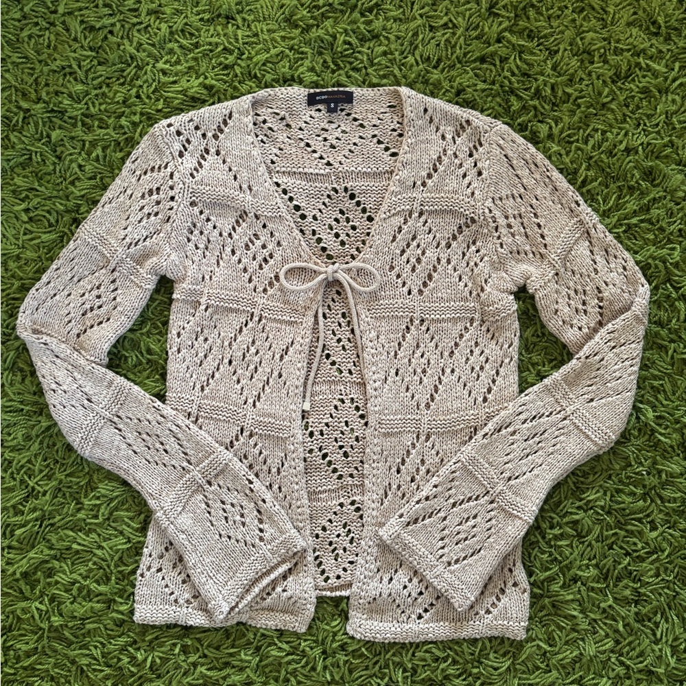BCBGMaxAzria Cream Open-Knit Cardigan
